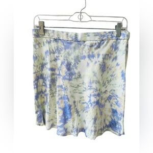 Zara Mini Skirt Tie Dye Satin Lilac Ivory Women’s Medium New